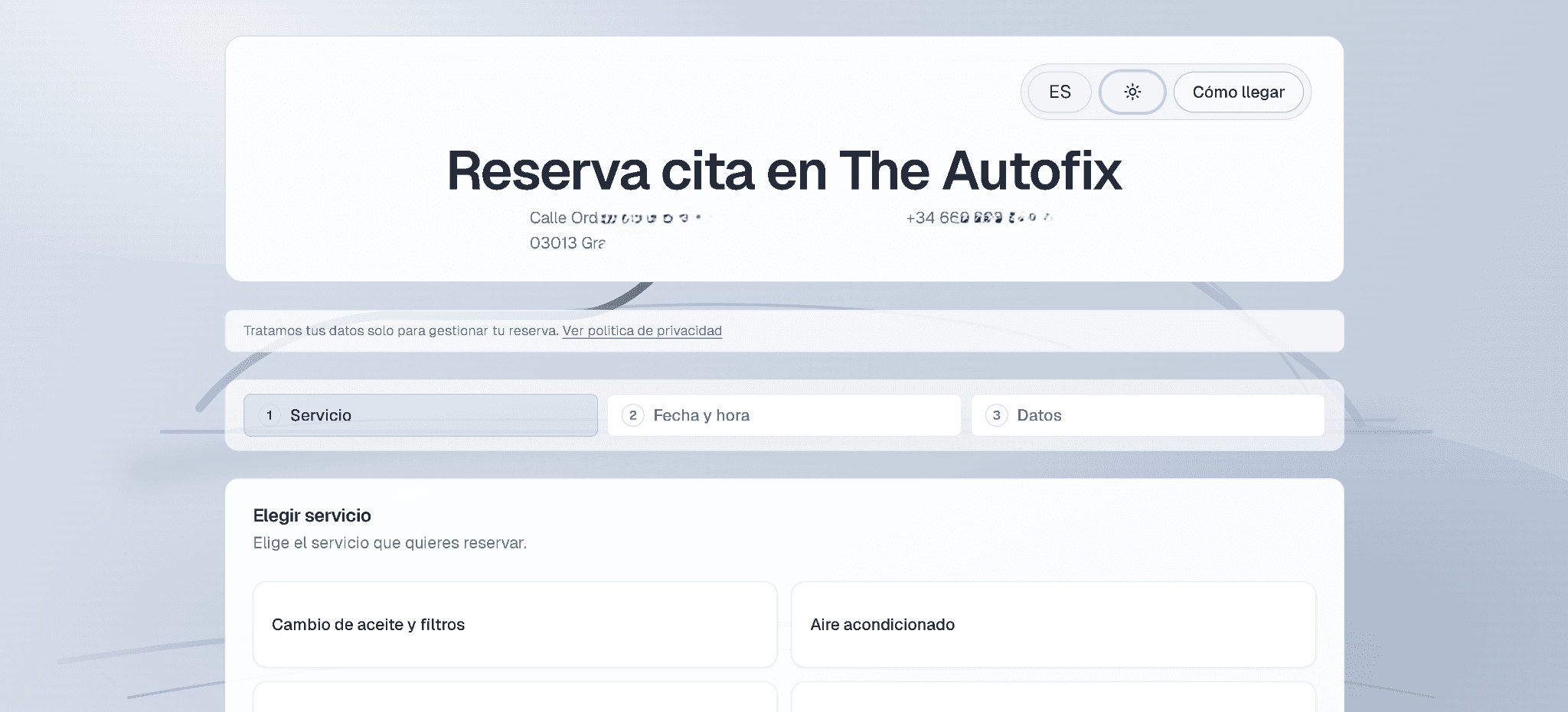 Widok rezerwacji online AutoSlot dla klienta warsztatu